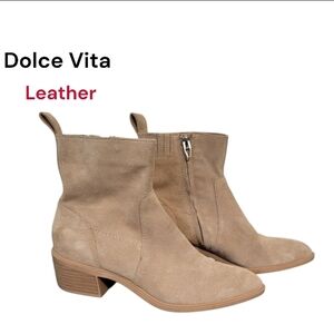 Dolce Vita Bryson Suede Leather Tan Beige Ankle Bootie Western Boot Shoe Women 8
